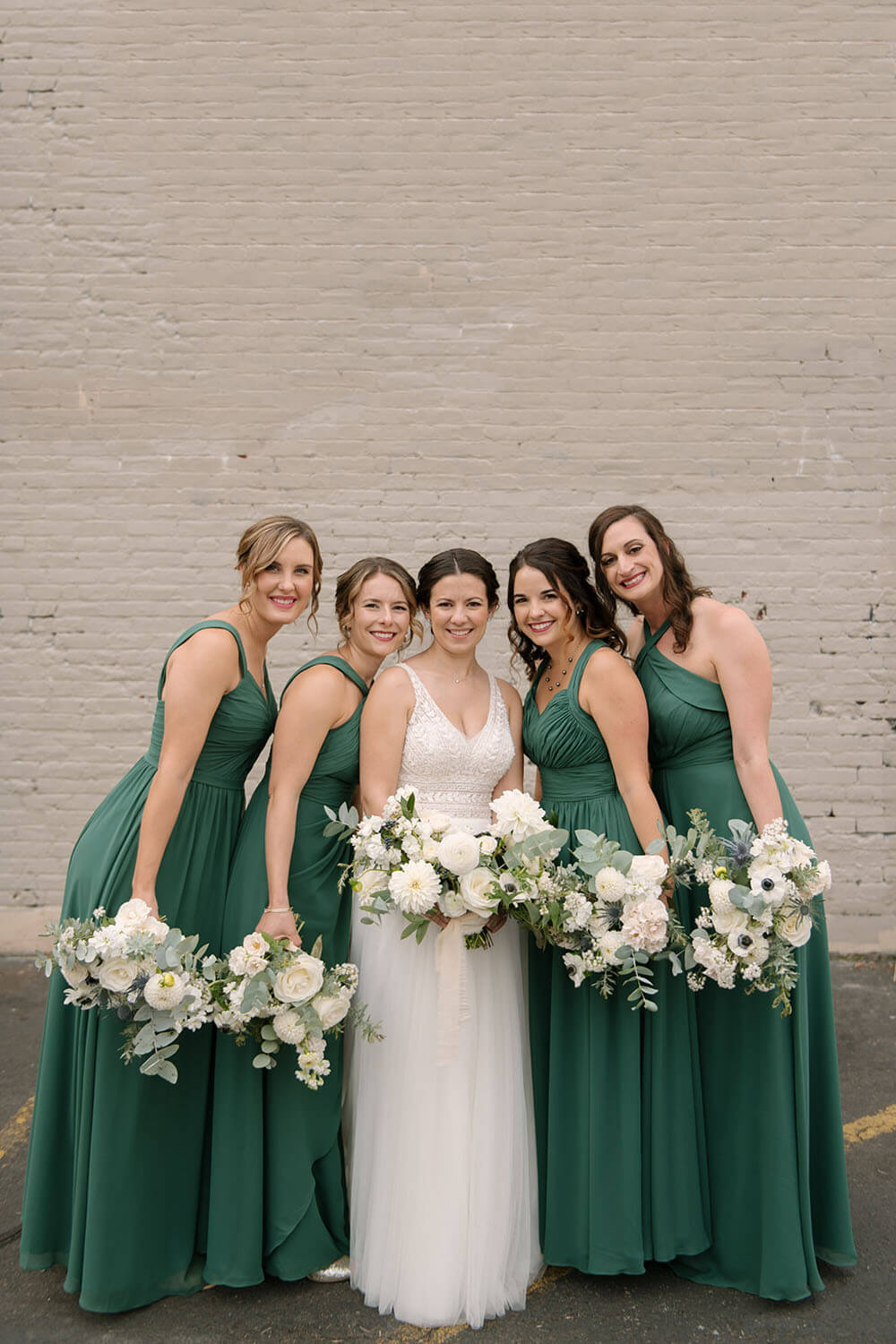 Green bridesmaid dresses for winter wedding